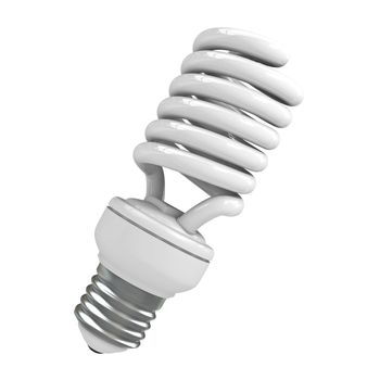 Energy saving light bulb against a white background. 3D render.