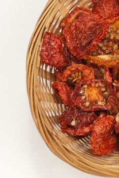 Italian sun dried tomatoes in a basket