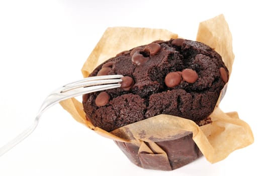 Chocolate muffin and a fork