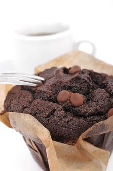 Chocolate muffin and a cup of coffee