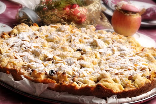 Baked Apple christmas pie on the table