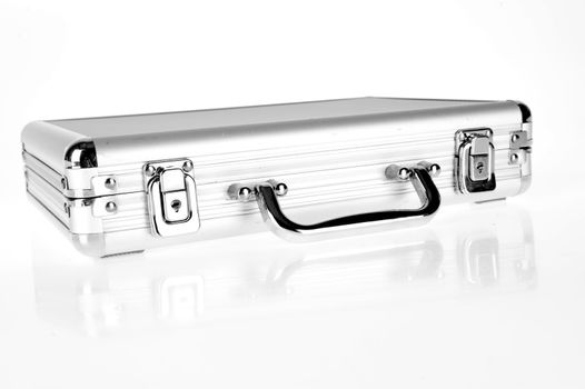 a professional aluminium suitcase on white