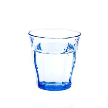 a blue glass on a white background