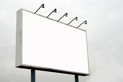 Blank Billboard  with lamps and blank screen for commercial use.