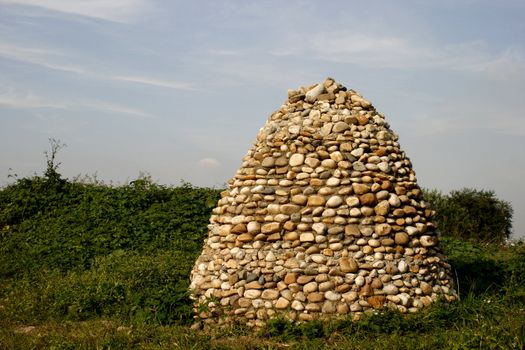 Prayer mound in South Korea- ancient tradition made of stones shaped like a pyramid