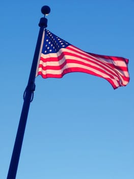 American flag floating in the wind