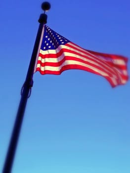American flag floating in the wind