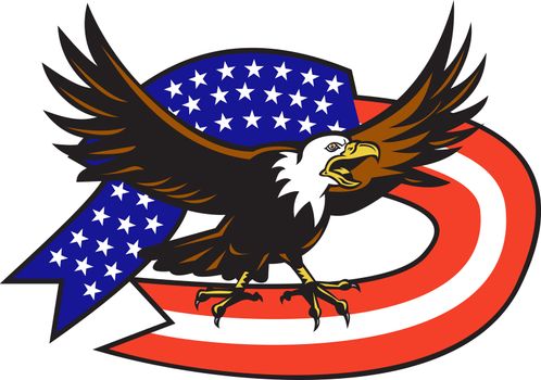 American Bald eagle screaming with USA flag
illustration of an American Bald eagle screaming with United States stars and stripe flag on isolated white background
