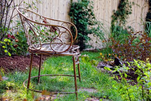 Beautiful residential landscaped garden in a rural environment