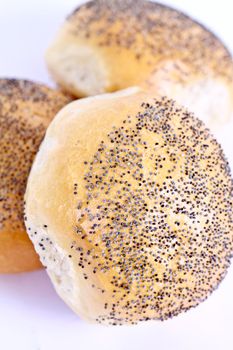 Fresh baked buns isolated on a white background.