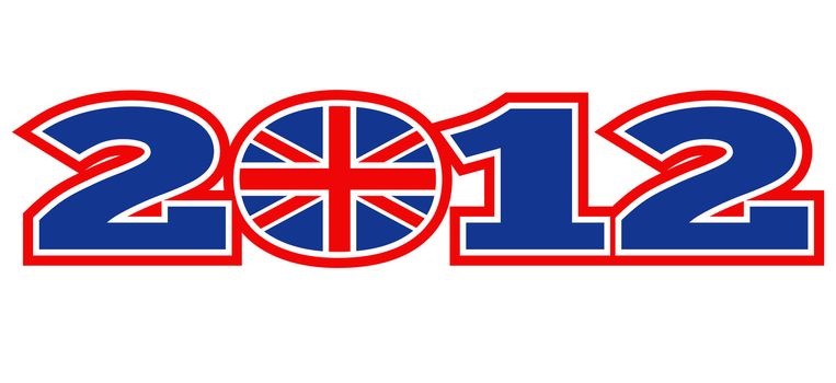 illustration of a an icon with Great Britain  British Union Jack flag and words London 2012 on isolated white background