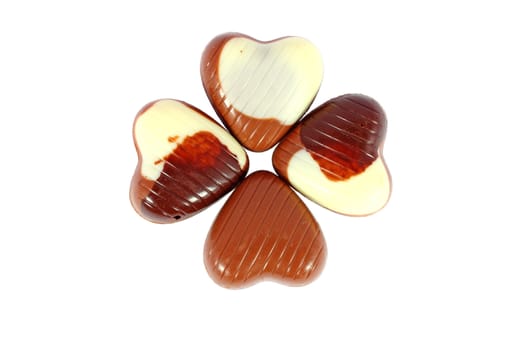 Four little chocolates ordered in form of clover