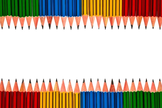 Pencils Red Yellow Blue and Green on White Background