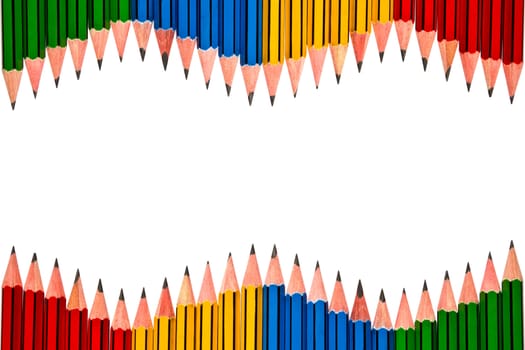 Pencils Red Yellow Blue and Green on White Background