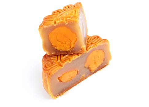 Moon cake isolated on white