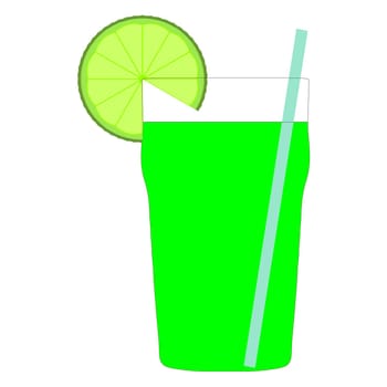 A pint of cocktail with a slice of lime