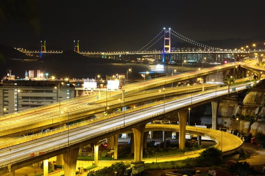 reeway and bridge at night