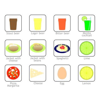 Collection of many food and drink icons