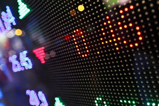 led display at night with stock infomation abstract
