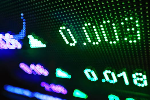 led display at night with stock infomation abstract
