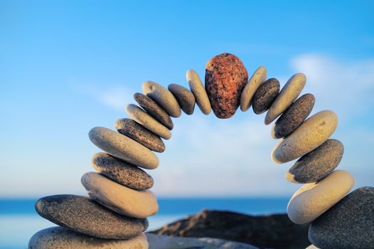 Arc crookedness of the pebbles on the seashore