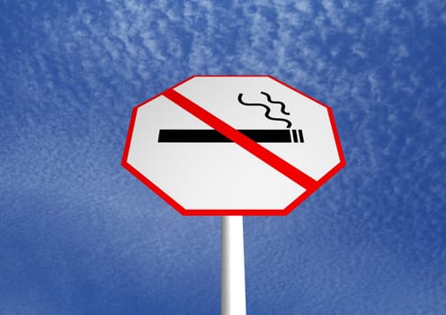 Illustration of a no smoking sign over a sky background