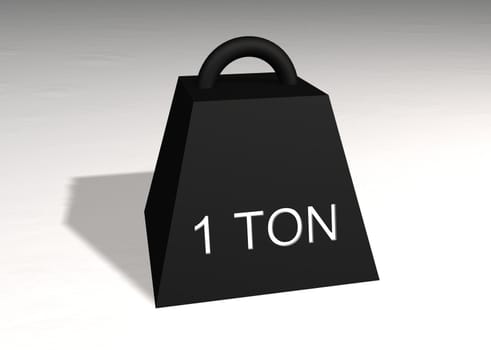 Illustration of an isolated one ton weight