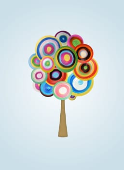 Illustration of a retro isolated tree