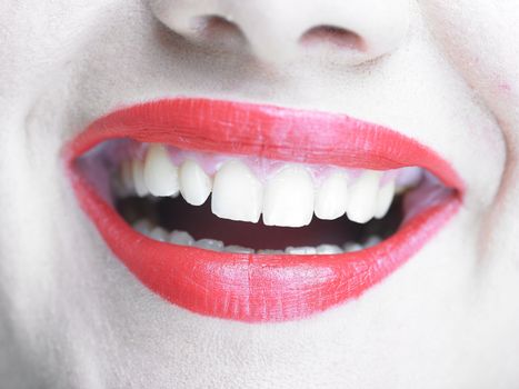 Wide open smile and Red Lips, Beautiful teeth Smiling