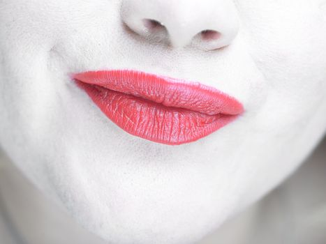 Beautiful Womans Cute Sexy Red Lips and great makeup