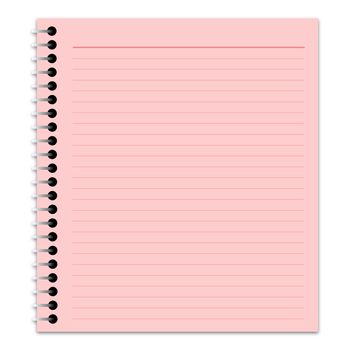 Illustration of a lined pink notepad page with drop shadow over a white background