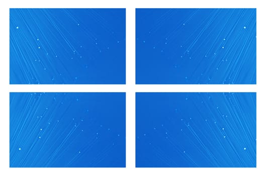 Four images of blue fibre optic light strands at various orientations.