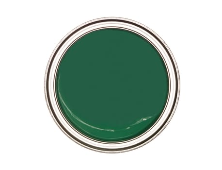  Green Paint can from above isolated on white background