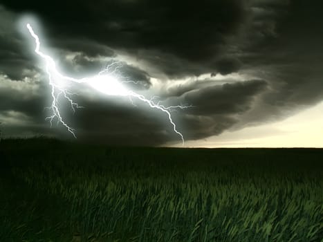 lightning  storm and the Corn