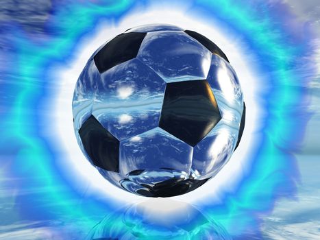 a soccer ball and lights