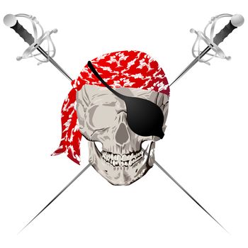 Pirate skull symbol against white background
