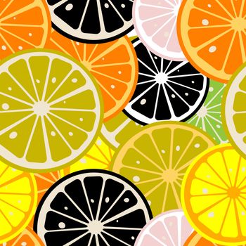 Stylized lemon slices pattern, seamless background