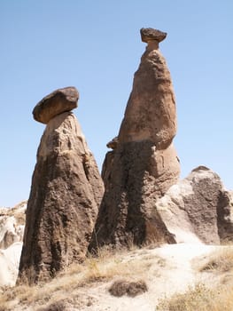the  fairy chimneys in Cappadocia