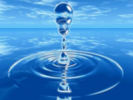 drop of water on blue water