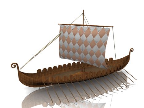 The  Viking warship on white background