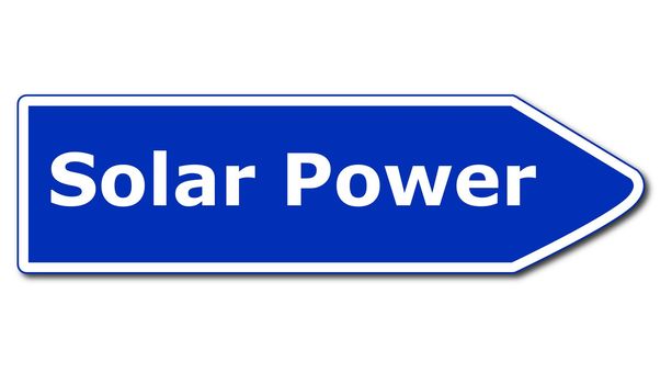 solar or renewabel power and energy concept with sign isolated on white background