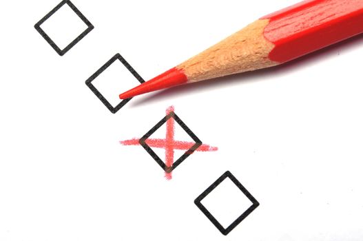 customer service survey with red pencil and checkbox showing satisfaction concept