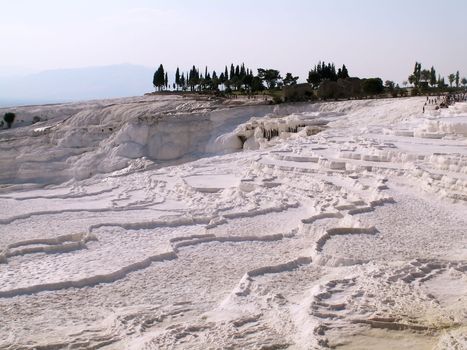 the limestone of Pamukkale in Turkey