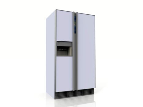 American fridge on white background