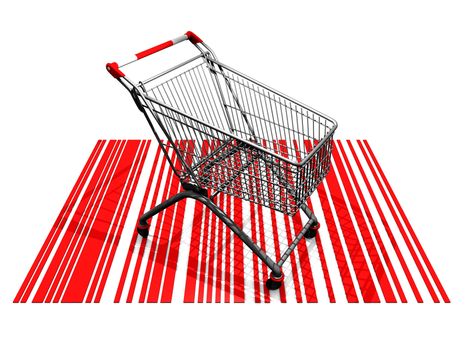 the shopping cart and the bar  codes