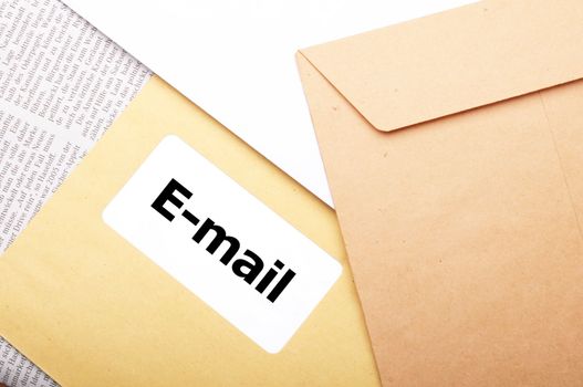 e-mail or internet communication concept with envelope an word