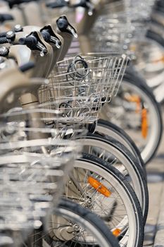 Large quantity of bicycles on the Parisian street