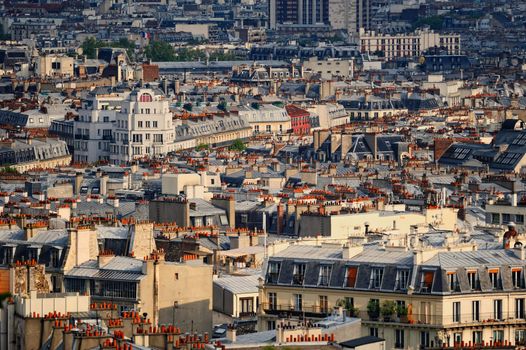 Roofs in residential quarter of Montmartre in Paris