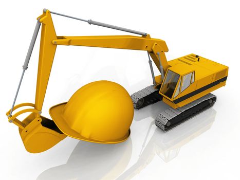 the excavator and the helmet