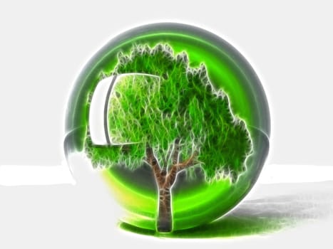the green tree in a bubble